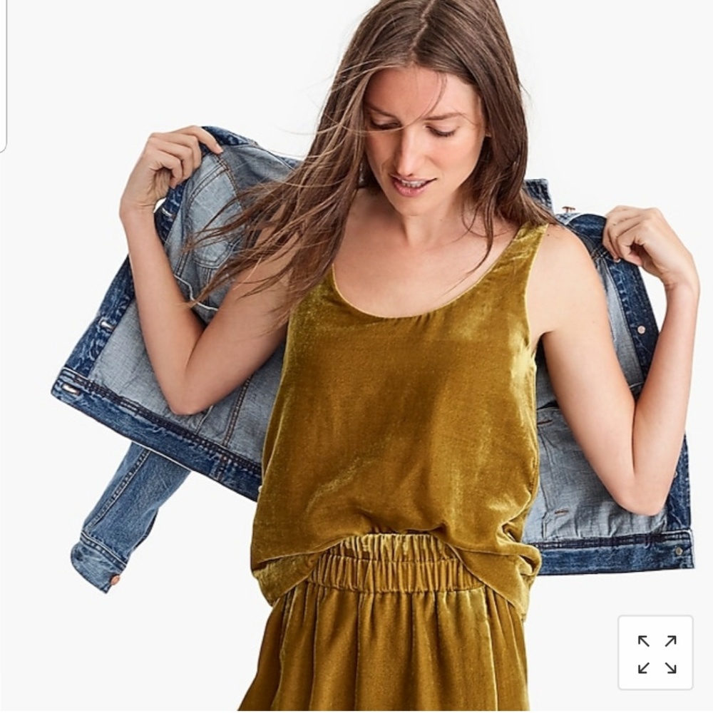 J Crew Velvet Tank Top Vintage Gold Sz 2 6 8 10 12
